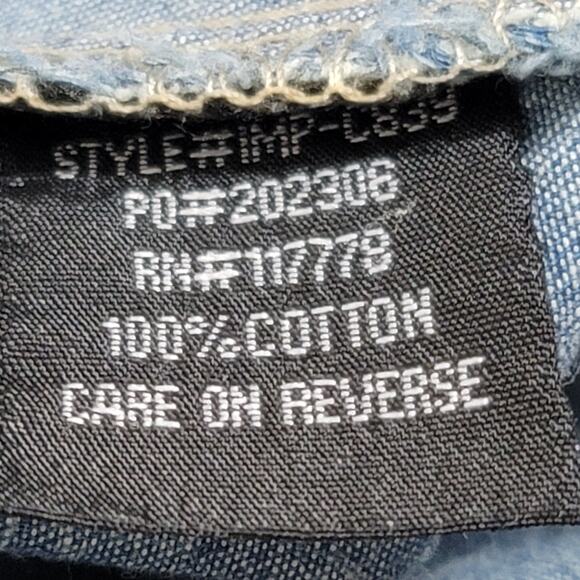 Love Stitch Blue Denim Stonewashed Button Up Top Small Lightweight Front Pockets - Picture 4 of 7